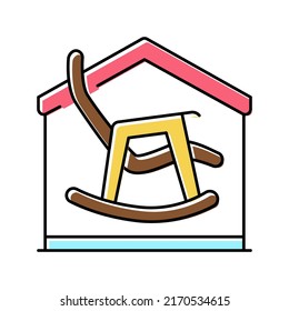 Rocking Chair In House Color Icon Vector. Rocking Chair In House Sign. Isolated Symbol Illustration