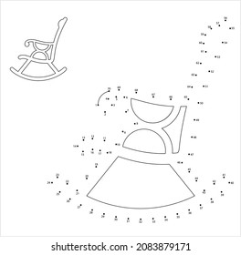 Rocking Chair Icon Dot To Dot, Curved Band Chair Vector Art Illustration