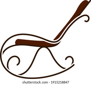 Rocking Chair Icon. Flat Color Design. Vector Illustration.