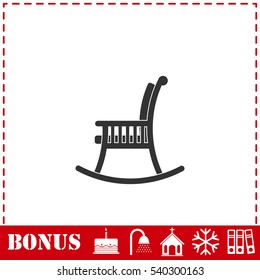 Rocking chair icon flat. Simple vector symbol and bonus icon