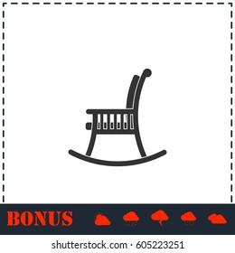 Rocking chair icon flat. Simple vector symbol and bonus icon