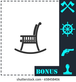Rocking chair icon flat. Simple vector symbol and bonus icon