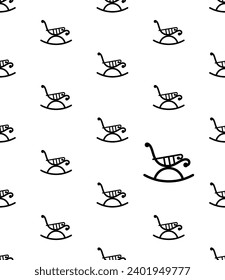 Rocking Chair Icon Seamless Pattern, Rocker Icon, Gentle Rocking Motion Chair Vector Art Illustration