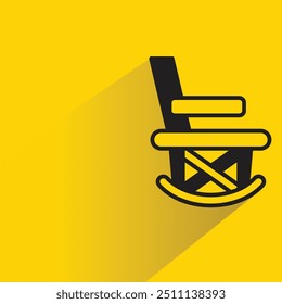 rocking chair icon with shadow on yellow background