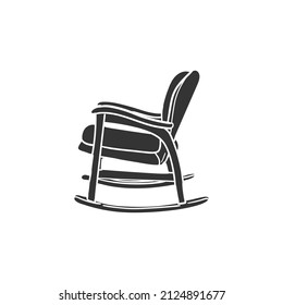 Rocking Chair Icon Silhouette Illustration. Furniture Antique Seat Vector Graphic Pictogram Symbol Clip Art. Doodle Sketch Black Sign.