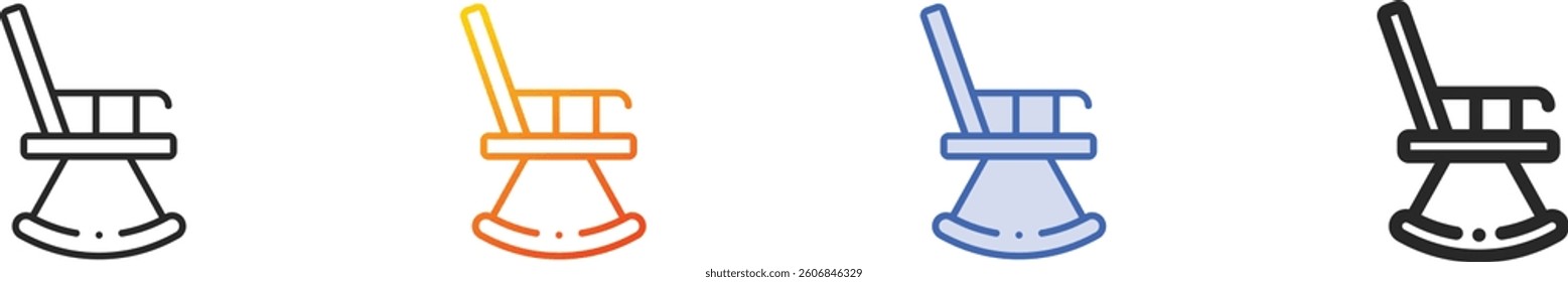 rocking chair icon.Thin Linear, Gradient, Blue Stroke and bold Style Design Isolated On White Background