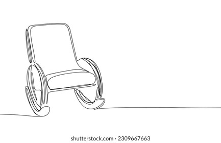 Rocking chair isolated on white background. Line art rocking chair. One line continuous vector illustration. 