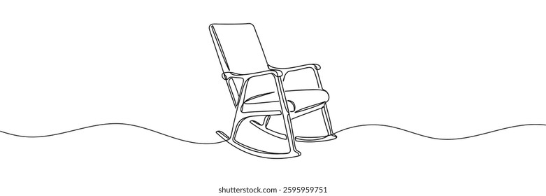 Rocking chair isolated on white background. Line art rocking chair. One line continuous vector illustration