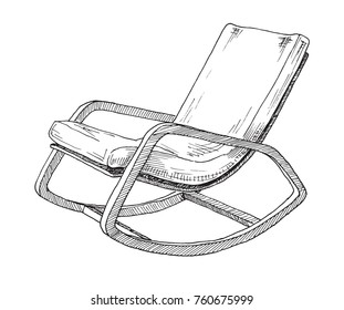 Rocking chair isolated on white background. Sketch a comfortable chair. Vector illustration.