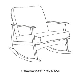 Rocking chair isolated on white background. Sketch a comfortable chair. Vector illustration.