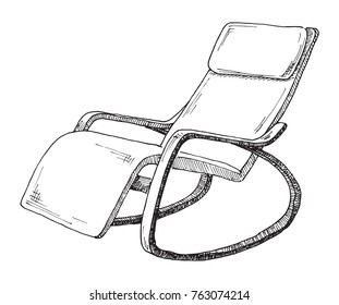 Rocking chair isolated on white background. Sketch a comfortable chair. Vector illustration.