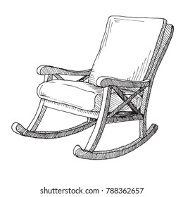 Rocking chair isolated on white background. Sketch a comfortable chair. Vector illustration.