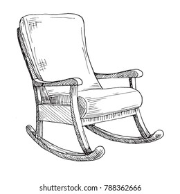 Rocking chair isolated on white background. Sketch a comfortable chair. Vector illustration.