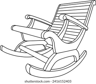rocking chair line vector illustration isolated on white background