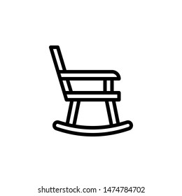 Rocking Chair Line Vector. Outline Icon Style Illustration