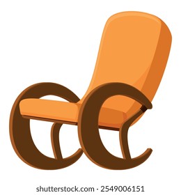 Rocking chair with orange upholstery and wooden base, ideal for relaxing at home