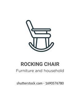 Rocking chair outline vector icon. Thin line black rocking chair icon, flat vector simple element illustration from editable furniture concept isolated stroke on white background