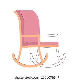 Rocking chair semi flat colour vector object. Wooden swaying porch chair. Comfortable cozy seat. Editable cartoon clip art icon on white background. Simple spot illustration for web graphic design