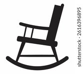 rocking chair silhouette icon white background vintage wooden chair old fashioned armchair vector illustration furniture pictogram home decor classic style
