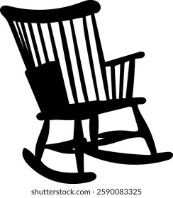 rocking chair silhouette on white background, vector