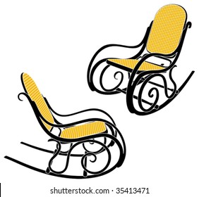 Rocking chair silhouette in two different sights