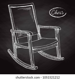 Rocking chair. Sketch a comfortable chair. Vector illustration.