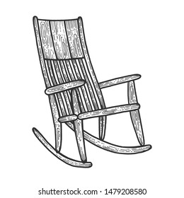 Rocking chair sketch engraving vector illustration. Scratch board style imitation. Hand drawn image.