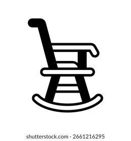 Rocking Chair Vector for Cozy Elder Life, Relaxation furniture illustration, symbol of retirement and comfort