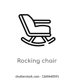 rocking chair vector line icon. Simple element illustration. rocking chair outline icon from furniture concept. Can be used for web and mobile