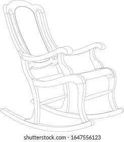 The Rocking Chair Vector Lines. Rocking Chair Vector Drawing Isolated On White Background