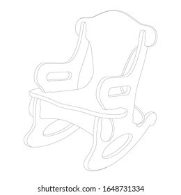 The Rocking Chair Vector Lines Drawing. The Chair Vector Outline Drawing