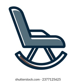 Rocking Chair Vector Thick Line Filled Dark Colors Icons For Personal And Commercial Use.
