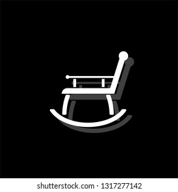 Rocking chair. White flat simple icon with shadow