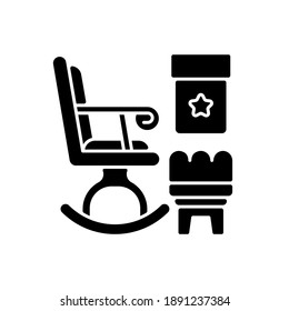 Sillones rocosos e ícono de glifo negro otomano. La decoración del espacio. Enfermera. Sala de estar. Decoración casera moderna y decoración interior. Símbolo de silueta en el espacio blanco. Ilustración aislada del vector