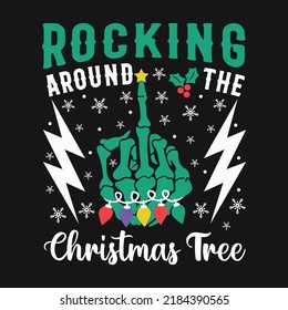 Rocking Christmas Skeleton Finger T-Shirt