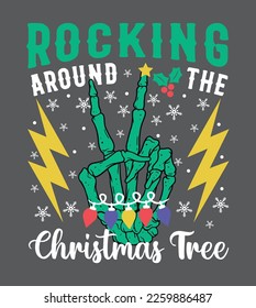 Rocking Christmas Skeleton Finger Vector