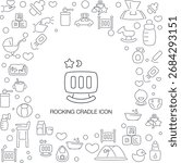 Rocking Cradle Icon, line style with mosaic icon background, great for web and background use.