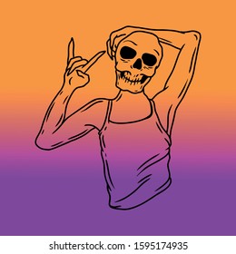 rocking hand skull illustration for commercial use