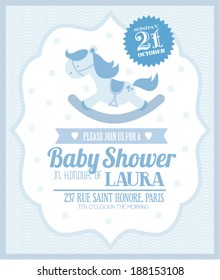 rocking horse baby boy shower template vector/illustration