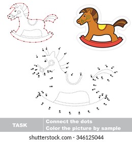Rocking horse to be traced. Vector numbers game. 