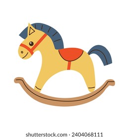 Rocking horse. Children's toy.  Vector illustration on a white background. Classic wooden swing. Horse for logo, design and greeting card.