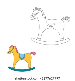 Rocking horse for coloring book.Vector illustration. Isolated on white background.
