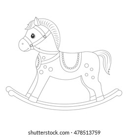 Rocking horse for coloring book.Vector illustration.Isolated on white background.