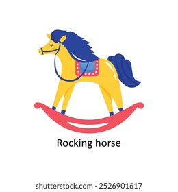 Rocking horse doodle vector outline Sticker. EPS 10 file