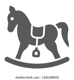 Rocking horse glyph icon, baby and toy, pony sign, vector graphics, a solid pattern on a white background, eps 10.