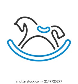 Rocking Horse Icon. Editable Bold Outline With Color Fill Design. Vector Illustration.
