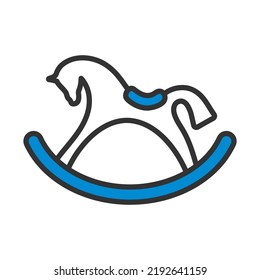 Rocking Horse Icon. Editable Bold Outline With Color Fill Design. Vector Illustration.