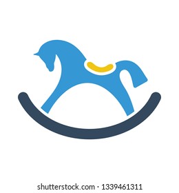 Rocking horse icon. Flat color design. Vector illustration.
