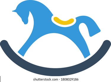 Rocking Horse Icon. Flat Color Design. Vector Illustration.