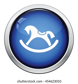 Rocking horse icon. Glossy button design. Vector illustration.